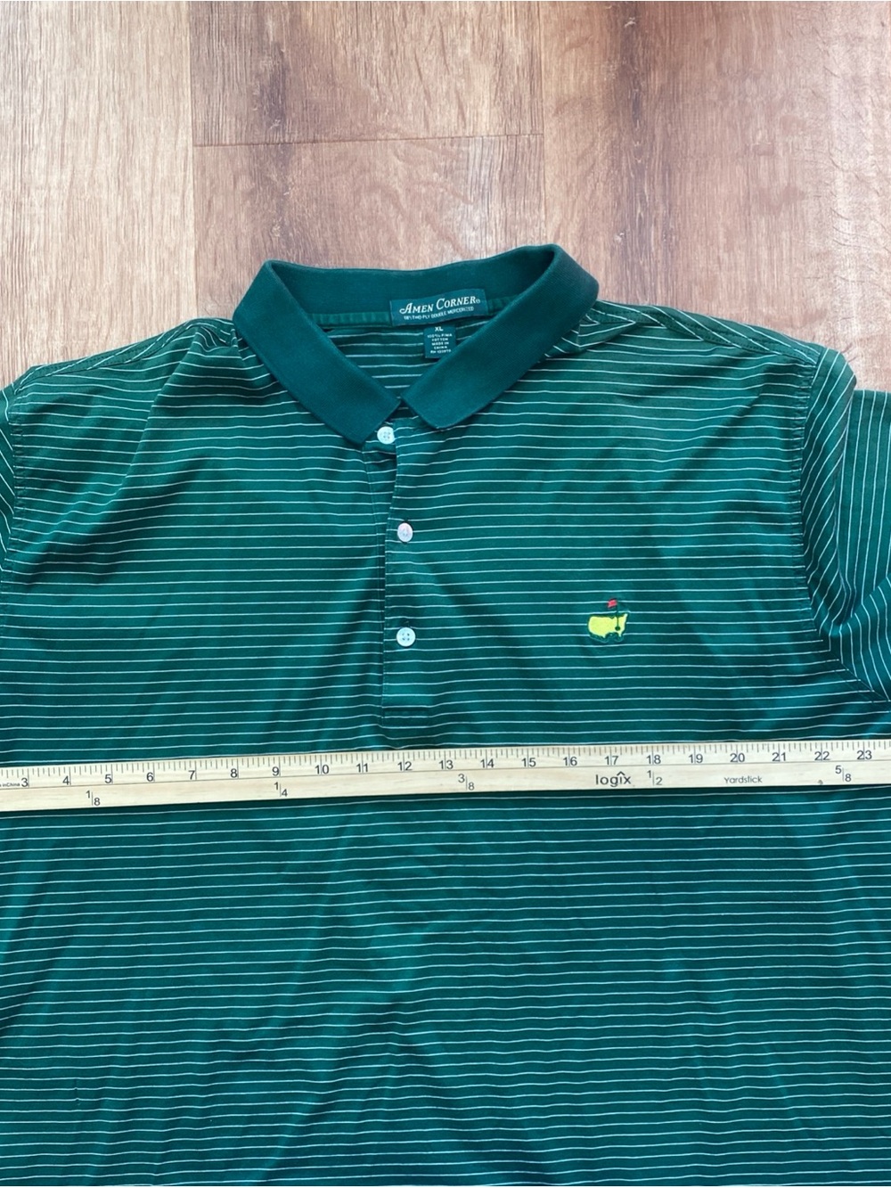 Amen Corner Masters Golf Polo Shirt Mens XL Green Striped Augusta National Flaw - Picture 6 of 10